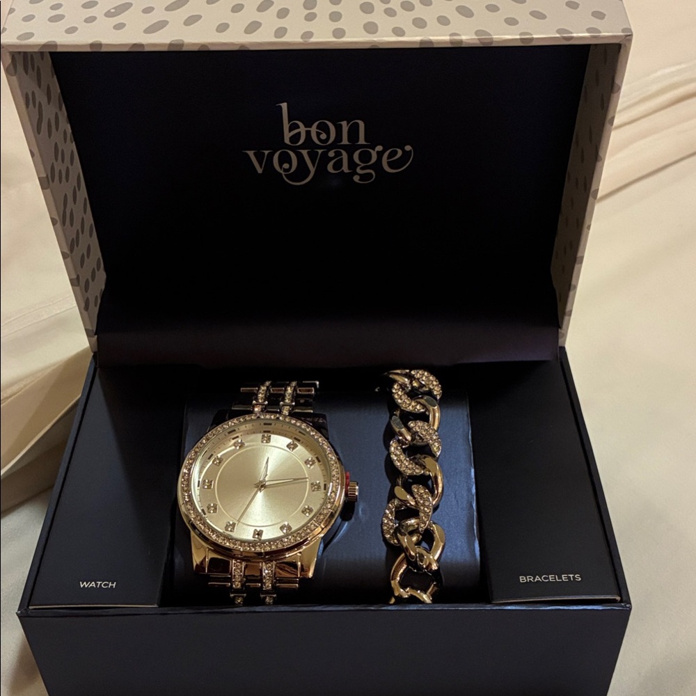 Silver Watch and Bracelet Set